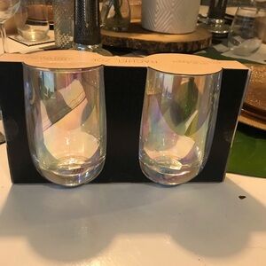Rachel Zoe Iridescence Acrylic Stemless Glasses. Set of two.
